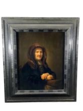 Oil on Wood Panel, Pieter Verelst (1618-1678) Old Woman with a Bible