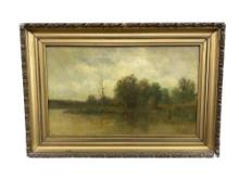 Landscape on Lake, Oil on Canvas, Henry S. bullock (c.1845-1924)