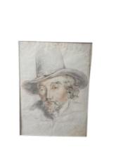 Peter Paul Rubens at the age of 30, chalk, pen and ink on paper, Jean Antoine Watteau (1684-1721)