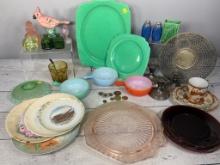 Vintage Group of Depression, Jadeite, Fine China, Plates and Dishes, Pottery, Ring Coins Glass