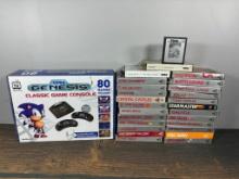 Group Lot of Vintage Atari Games and Sega Genesis Gaming Console, Controllers and Games