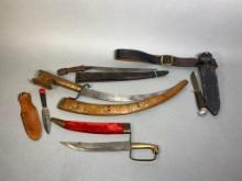 Group of Five Vintage Knives With Original Scabbards