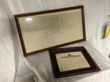 Framed 1889 Handwritten Family Tree, 1918 Army Certificate