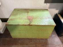 Wooden Green Trunk on wheels