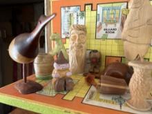 Hand Carved Wooden Figurines, ?Clue? Game Shelf