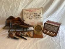 Wood Crank Music Box/Rock Map/Skates/Pipes/Decor