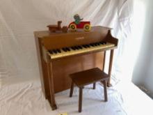 Jaymar Wooden Piano with bench and 2 wooden cars