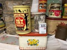 Assortment of Advertising Tins and Bread Boxes