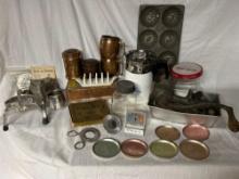 Copper Cheese Shakers and Mugs - Corningware Percolator - Mouli Shredders with Discs