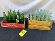 Assortment Of Coca Cola Wood Crates And Glass Bottles