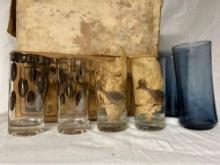 (12) Anchor Hocking MCM Glasses - (8) Couroc Roadrunner Glasses