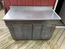 Farm House Bench Cabinet With Stainless Top