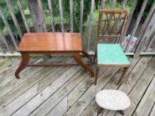 Small Victorian Foot Stool-Collapsable Chair-Organ Bench