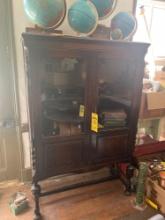 Early 2 Door Mahogany Hutch with Key