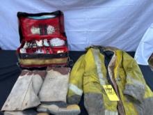 Fireman Jacket, Boots and First Aid Pack