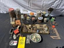 Large Lot of misc Advertising Jars, Rusty parts and Hardware