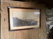 Framed 1911 Photo Of Mt. Hood in Antique Frame