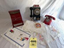 Tin Toy Cash Register and Phone, Toy Payphone, Misc