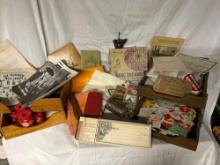 Wooden File Boxes(3)- Ephemera-Vintage Greeting Cards- More