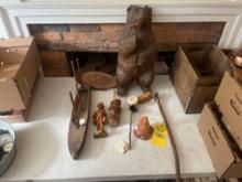 Wood Hand Carves Bear/Boat/Figures