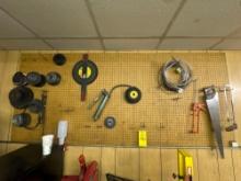 Contents of Peg Board, grinding and cutoff wheels,