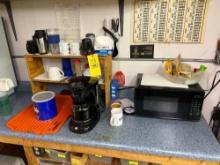 Microwave, Coffee Pot, Mugs