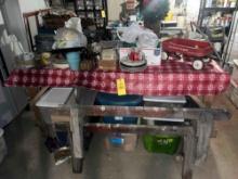 (2) Sawhorses / Radio Tot / Dishware / Planters/ Craft Materials