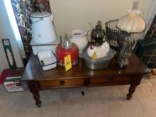 Granite Ware, Lamp, Pitcher, Coffee Table