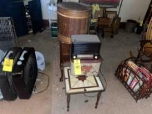 Vintage Admiral Radio, Leaded Glass End Table, Cabinet