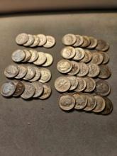 Silver Roosevelt dimes, all 1957, bid x 45