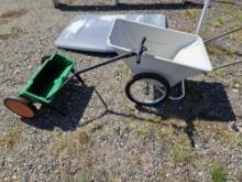 Fertilizer spreader, lawn cart