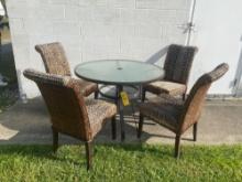 Hampton Bay patio set, glass top table and (4) chairs