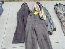 (2) pairs of overalls, 2 carhartt coats