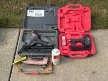 Senco finish nail gun and Craftsman crown stapler