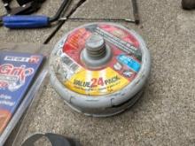 gas and fuel can - fish tape - wheel for wheel barrow - light - etc