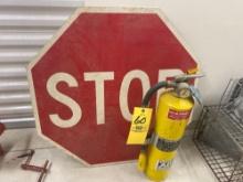 stop sign, fire extinguisher