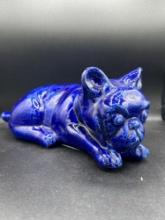 Dark blue adv hollow ceramic pug or bull dog