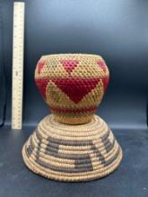 (2) small patterned baskets - Good