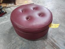 Small Round Leather Cushioned Ottoman