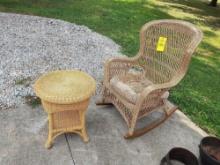 Wicker Rocking Chair & Stand