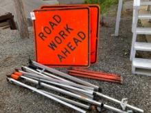 (2) Road signs with stands metal