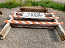 (3) Road closed signs with stands all wood