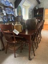 Lexington traditional cherry table and leafs with Amish oak chairs