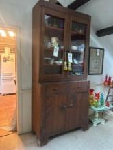 primitive 2 piece china cabinet