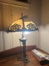 Beautiful Tiffany style lamp with slag panel shade