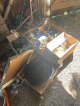 silver plate cowboy hat and misc glass