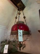 beautiful Victorian prisim drop oil lamp hanging light with metal frame