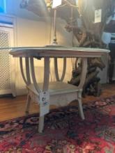 beautiful painted victorian end table with glass top