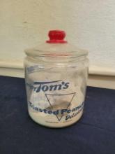 Vintage Tom's Toasted peanuts store counter jar