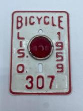 1959 Lisbon Ohio Bicycle License Plate